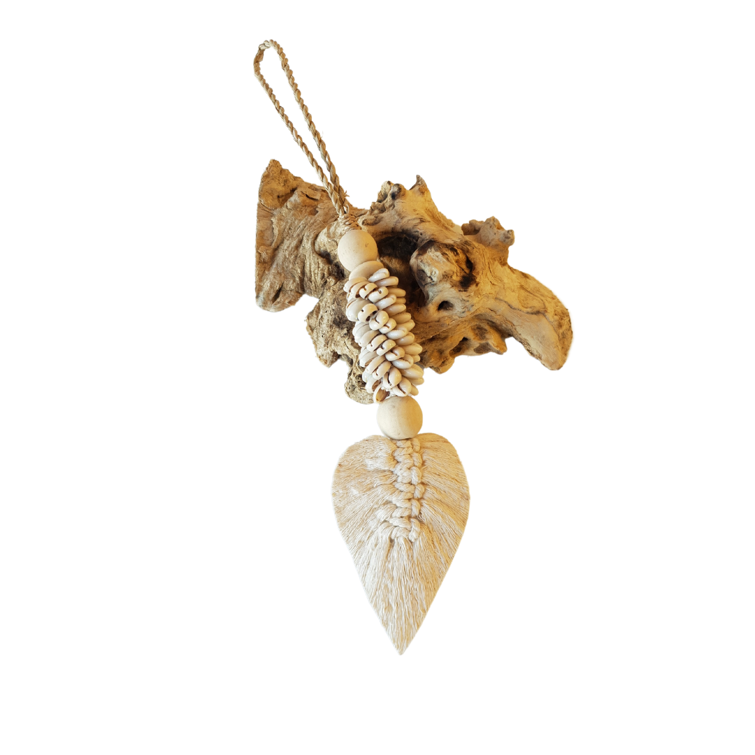 Seashell Leaf Macrame Ornament