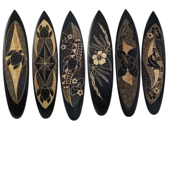 Exotic Hand-Carved Surfboard Wall Art