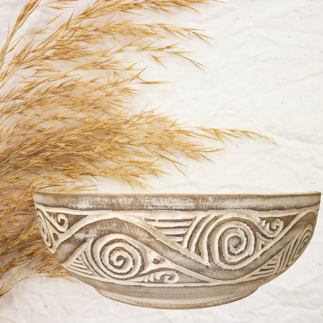 Tribal Carved Wooden Bowl