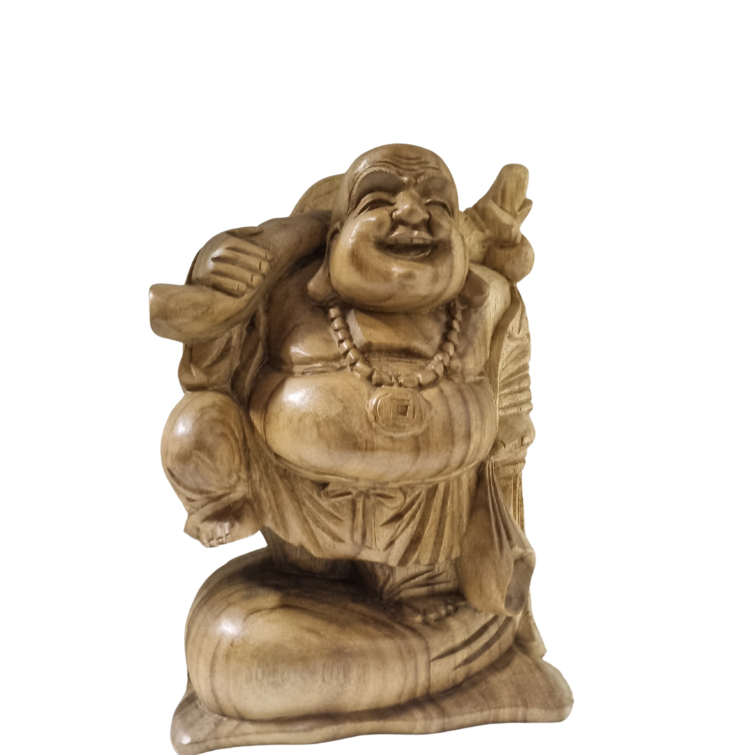 Happy Buddha Laughing Buddha Wooden Statue