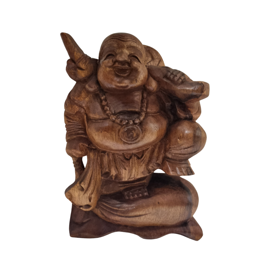 Happy Buddha Laughing Buddha Wooden Statue