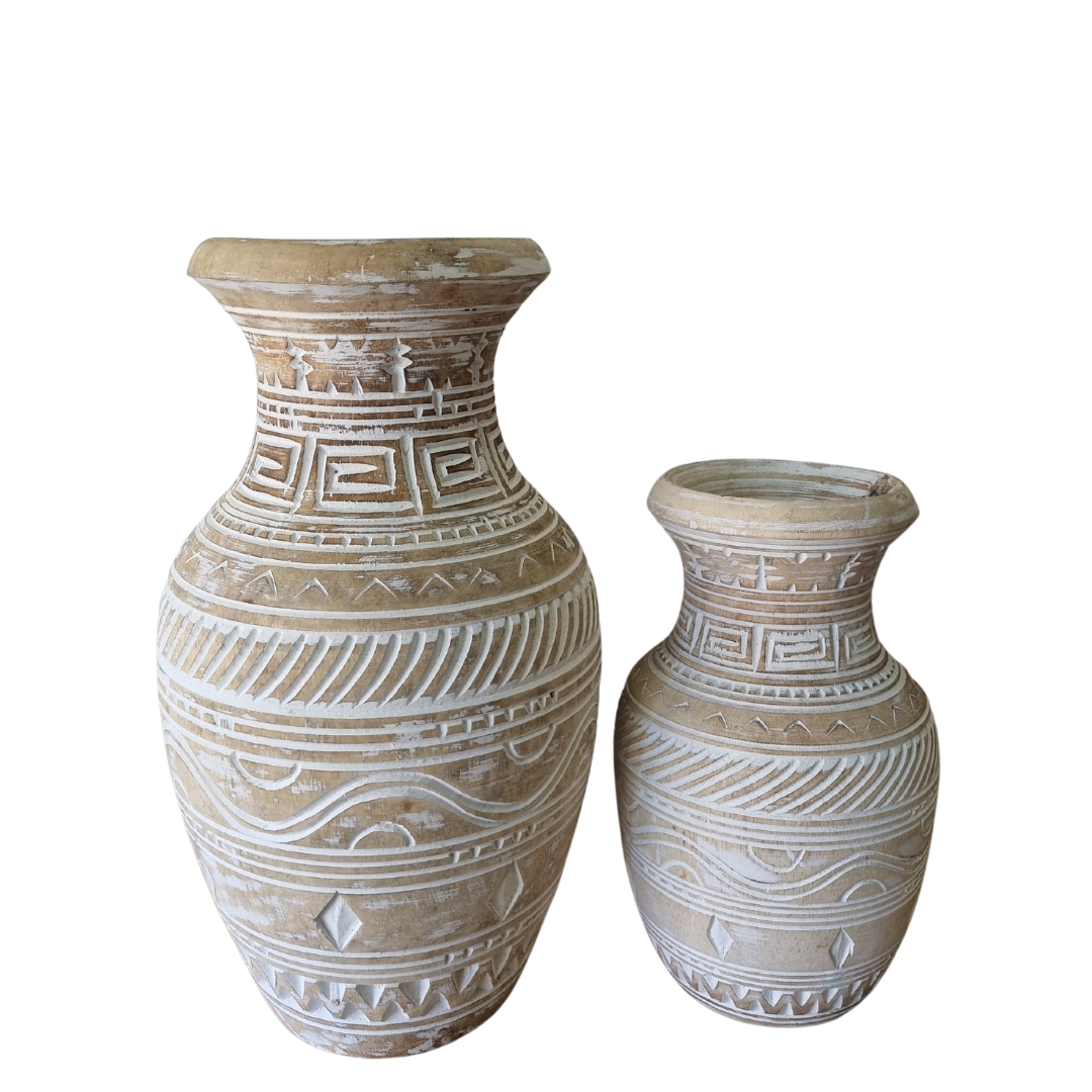 Boho Wooden Natural Wash Pots 