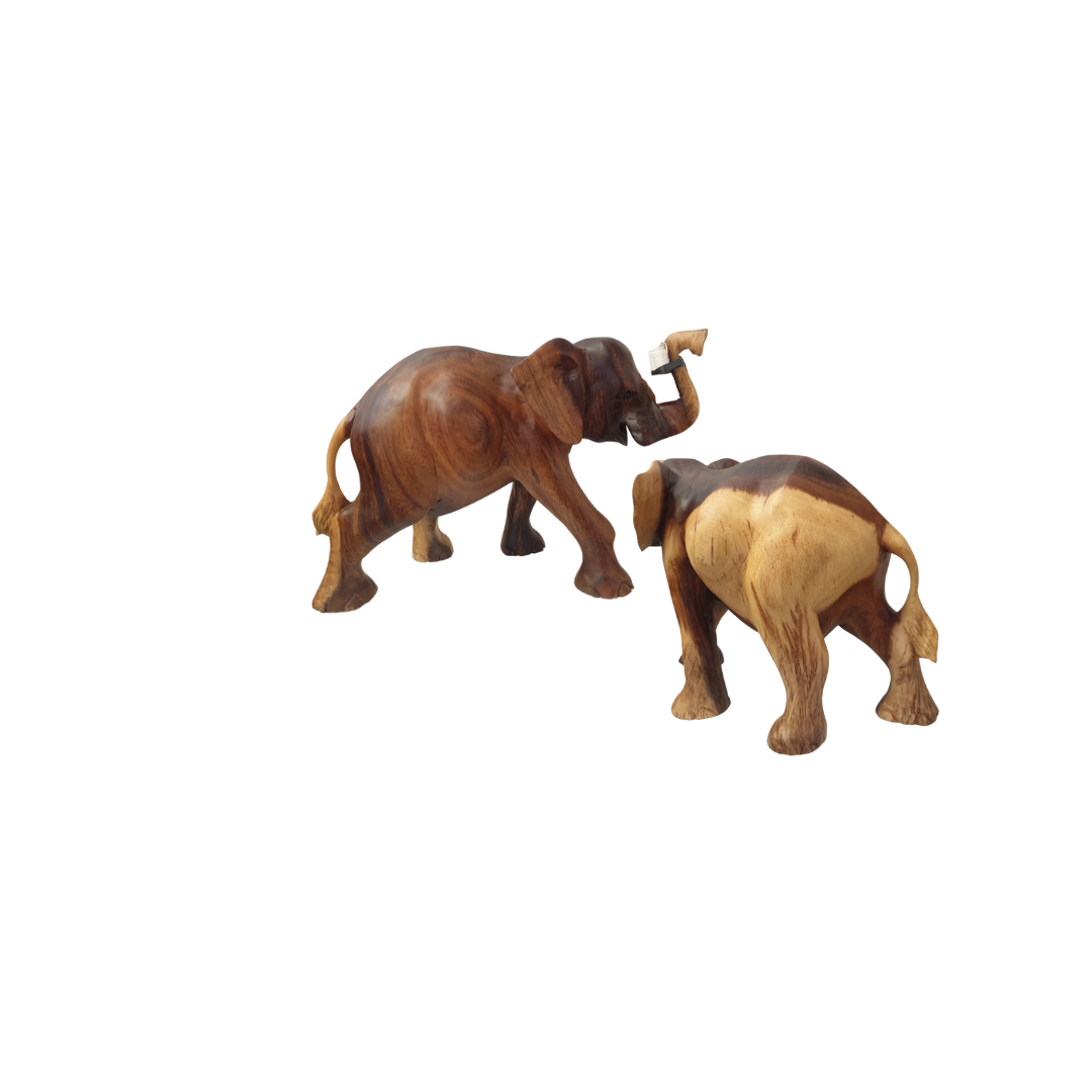 Two-Tone Majestic Wooden Elephant