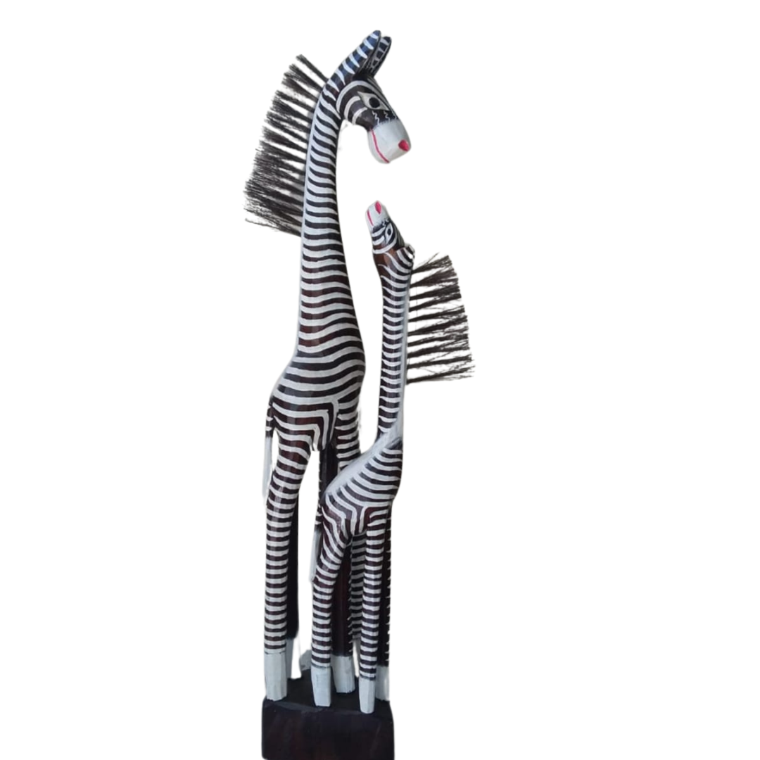 Zebra Statues Wooden Carving 