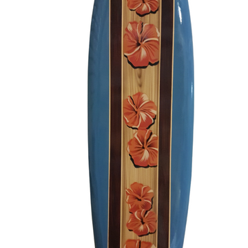 Orange Hibiscus Surfboard Wall Art