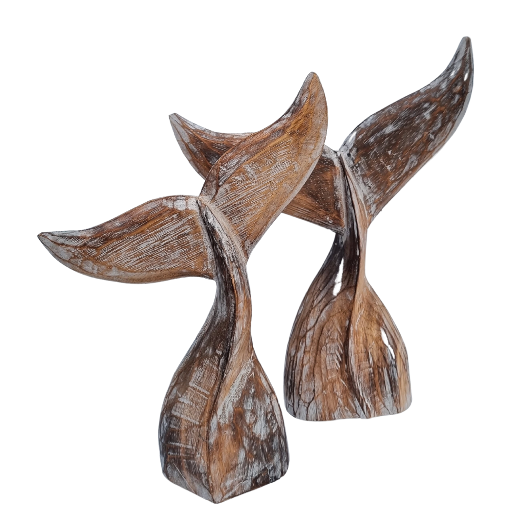 Whale Tail Wooden Carving