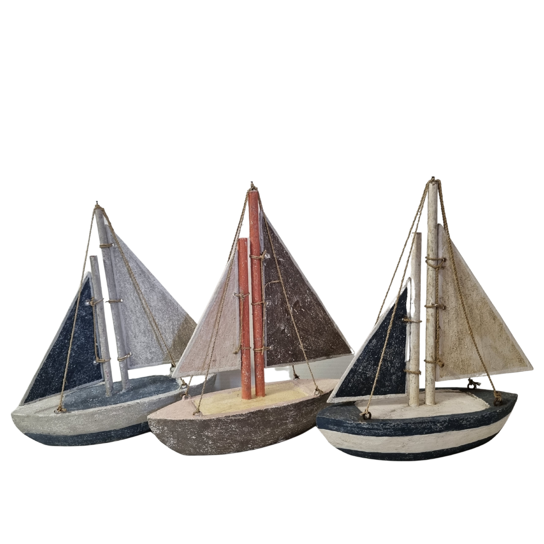 Wooden Sail Boat Rustic Finish CLASSIC