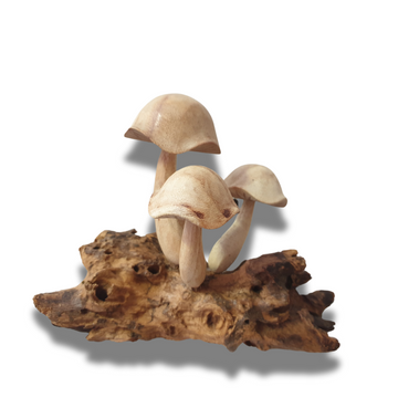 Wooden Mushrooms Carving 3 Stool Design