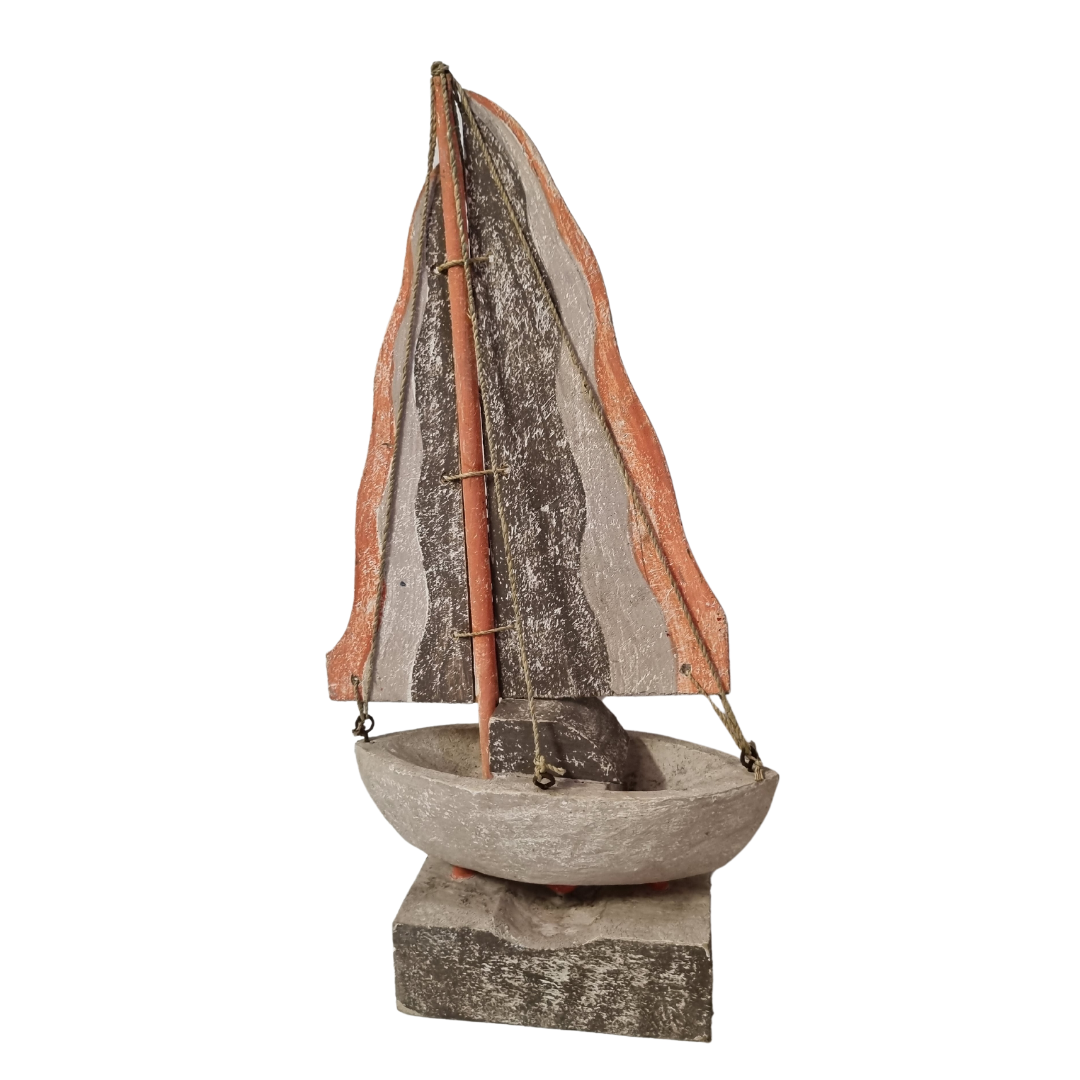 Wooden Sail Boat Rustic Finish TALL