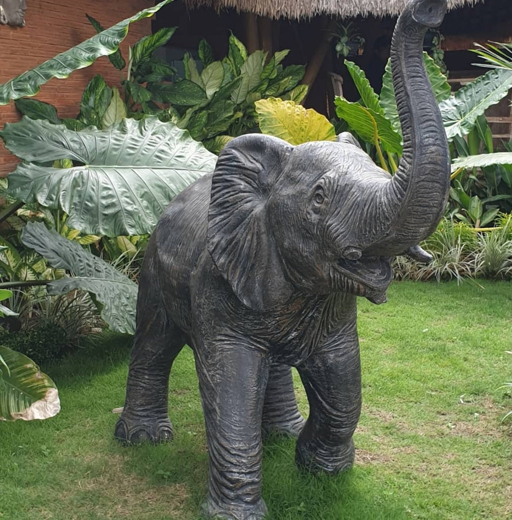 Elephant Statue Water Feature Rustic 