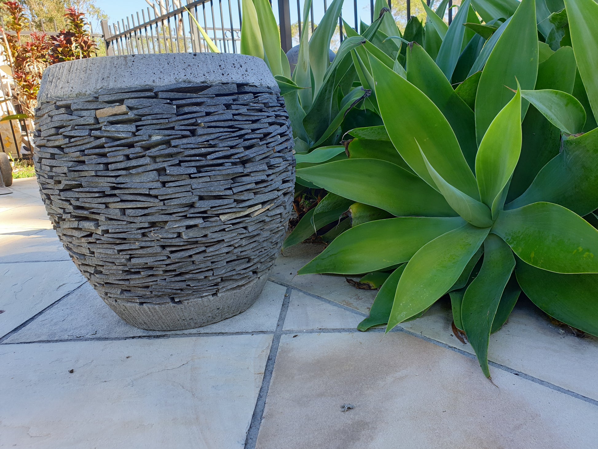 Slate Elegance Stone-Infused Concrete Garden Pots