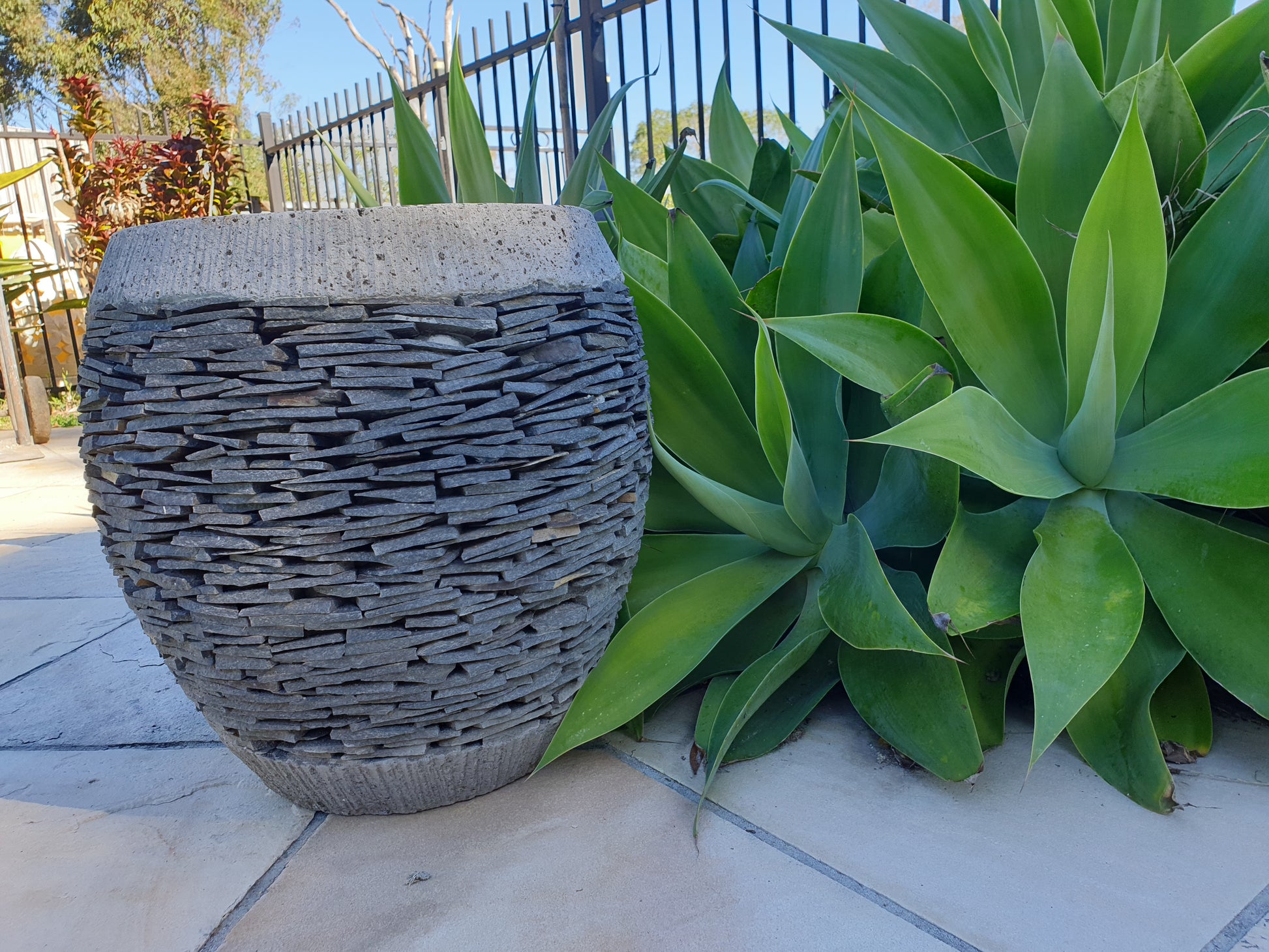 Slate Elegance Stone-Infused Concrete Garden Pots