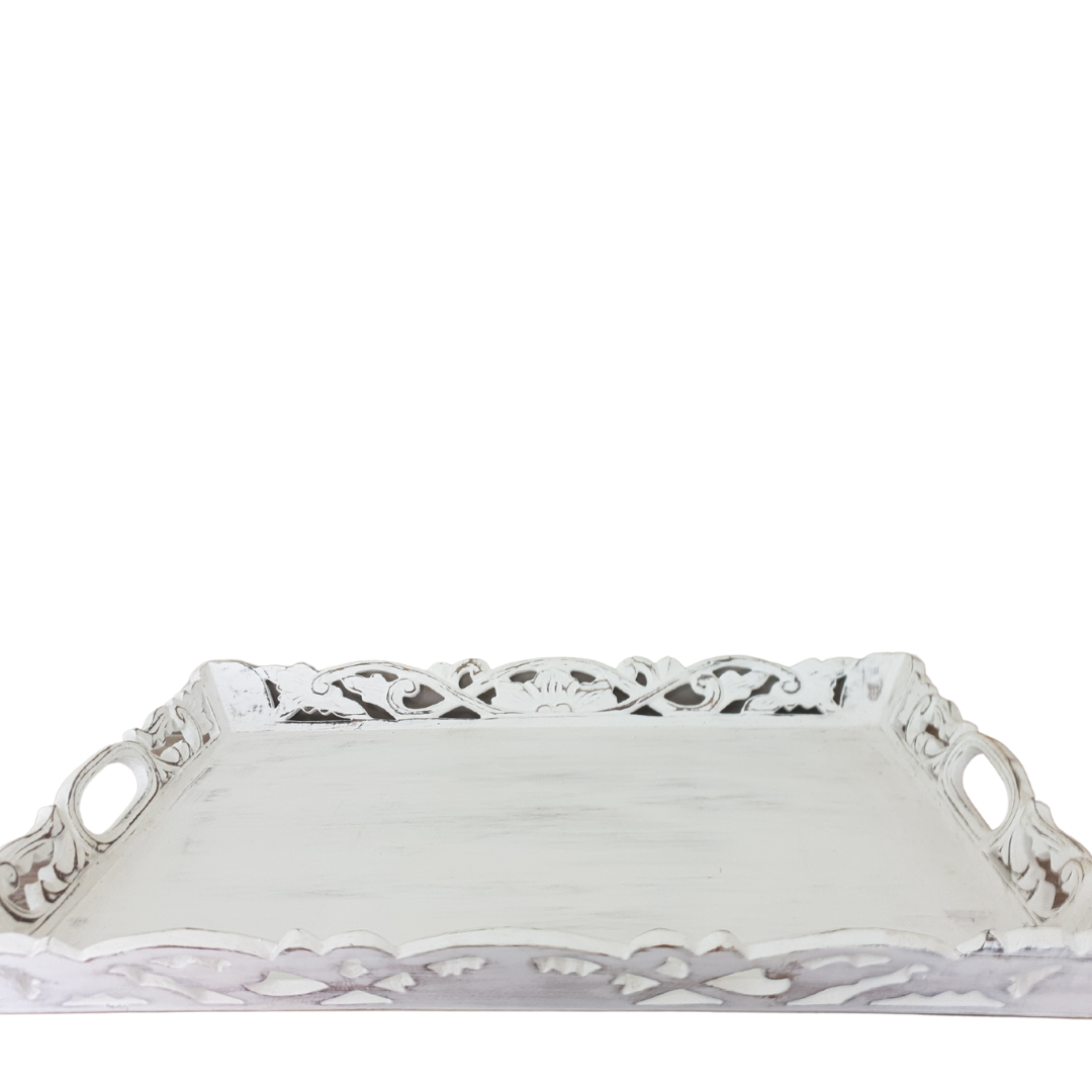 white moore rectangular decorative tray