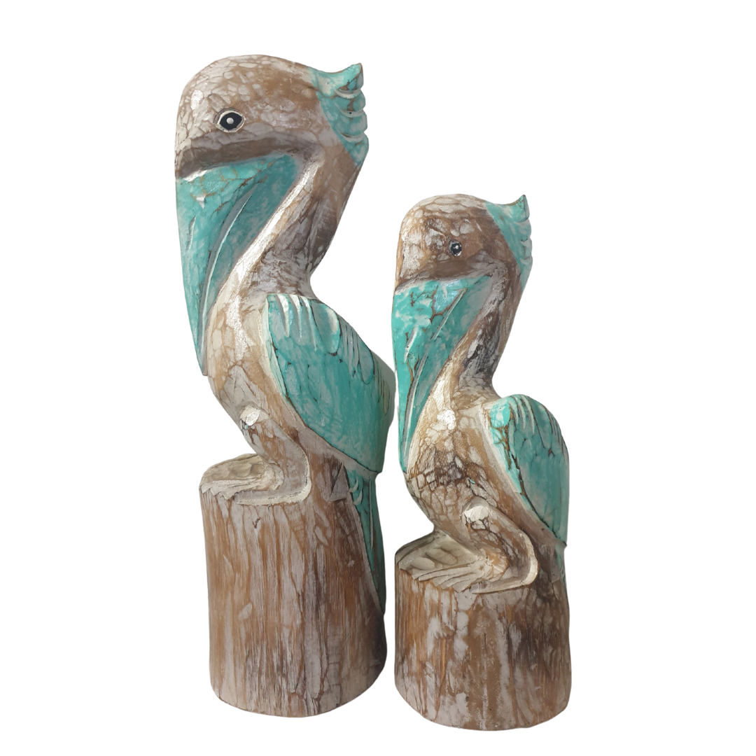 Pelican Statues Wooden Decor