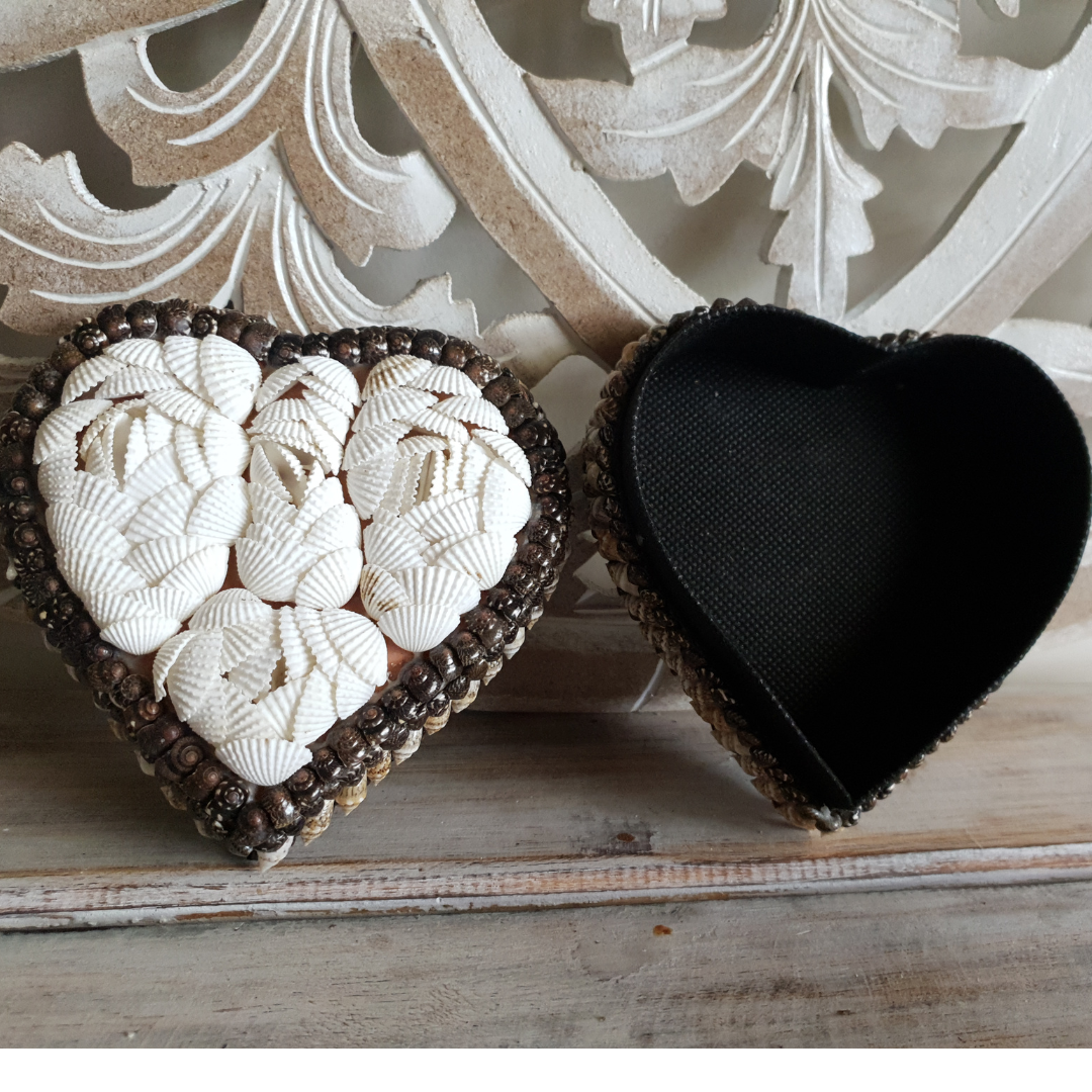 Heart Shaped Shell Trinket Boxes