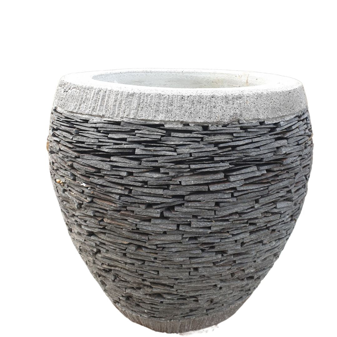 Slate Elegance Stone-Infused Concrete Garden Pots