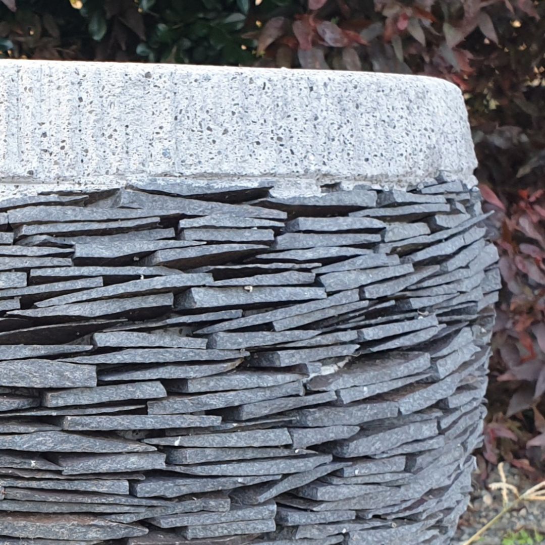 Slate Elegance Stone-Infused Concrete Garden Pots