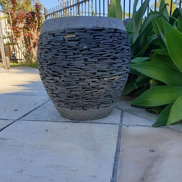 Slate Elegance Stone-Infused Concrete Garden Pots