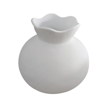 Vase Ceramic White Beveled Edge