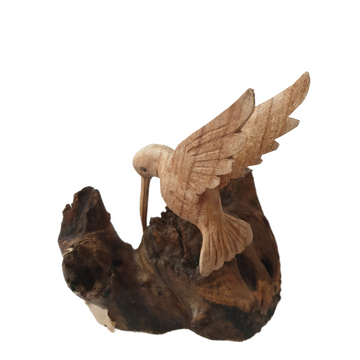 Carved Humming Bird On Root Wood