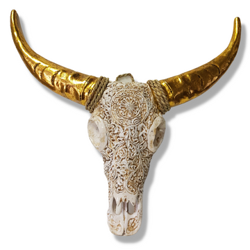 Gold-White Cow Skull Wall Art