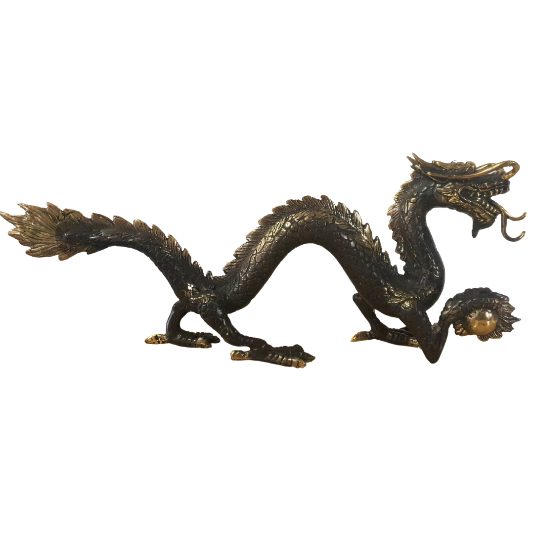 vintage small brass dragon figurine