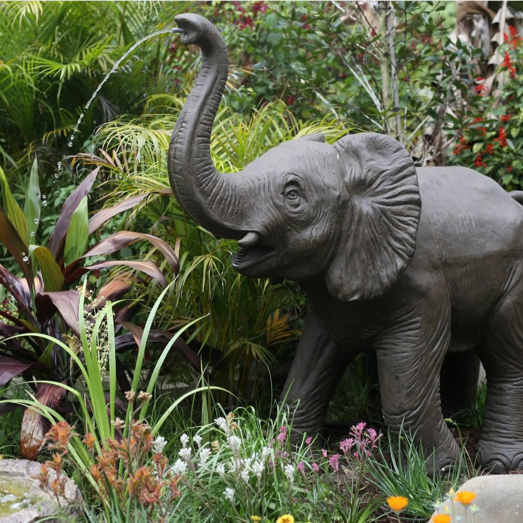 Elephant statue water feature