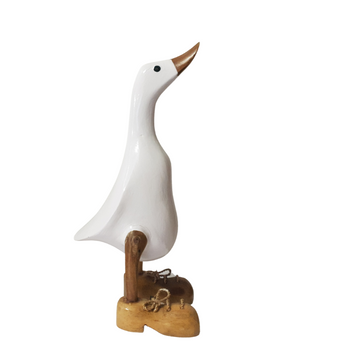 Ducks Wooden Carved White Design