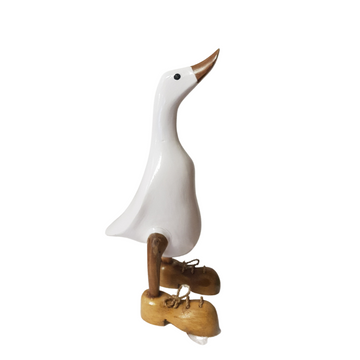 Ducks Wooden Carved White Design