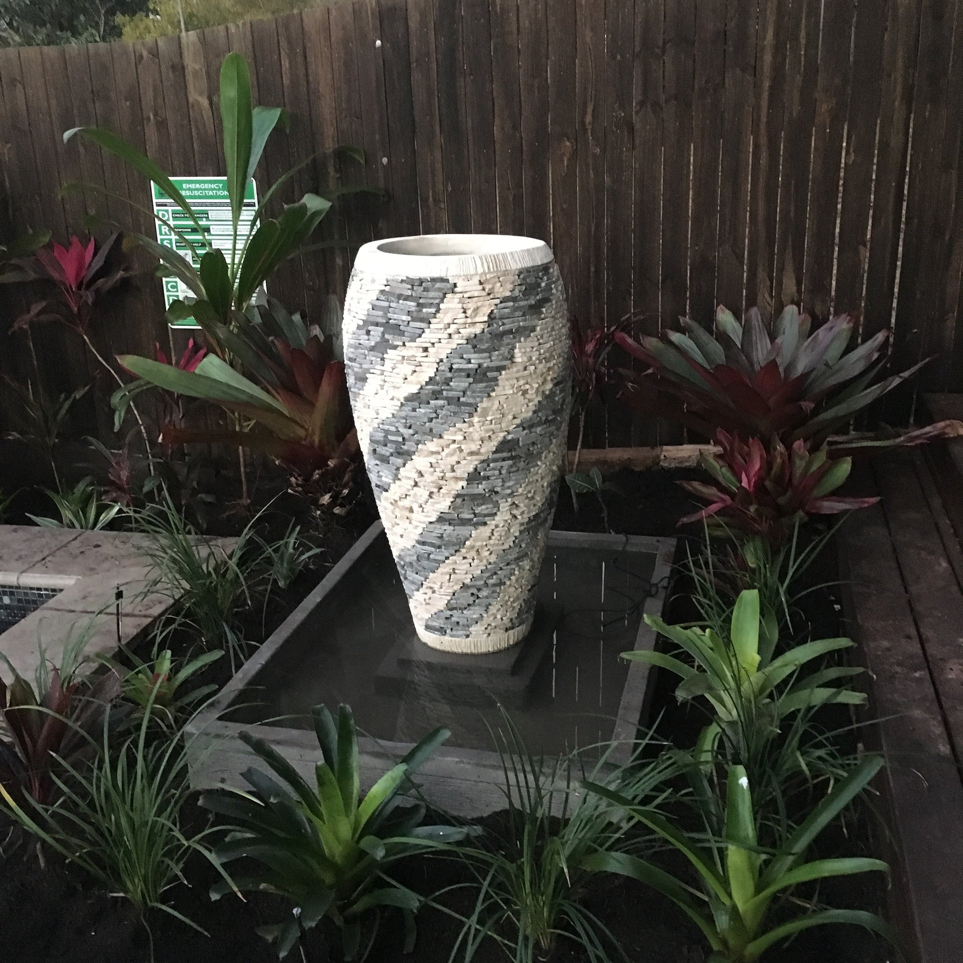 Marble and Pebble Balinese Style Garden Pot