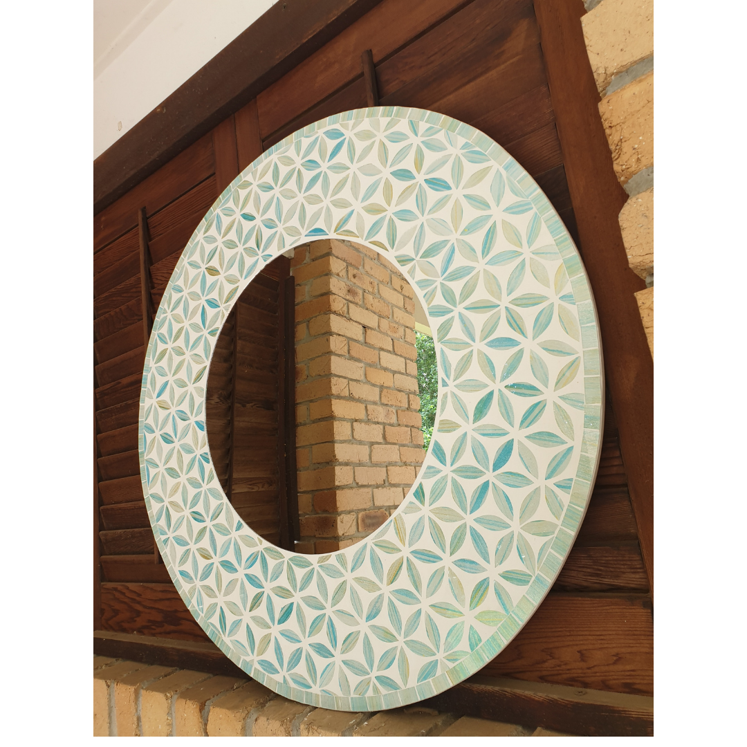 Turquoise Floral Art Mirror