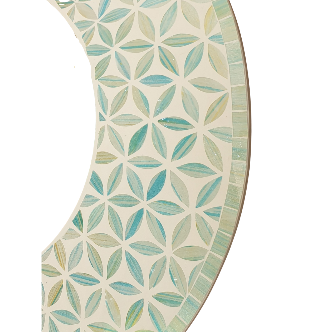 Turquoise Floral Art Mirror