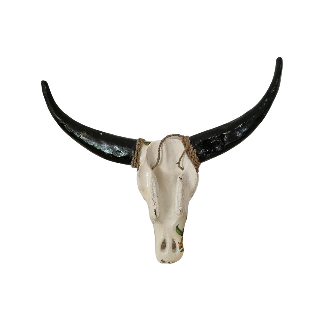 Rustic Floral Bull Skull BACK VIEW