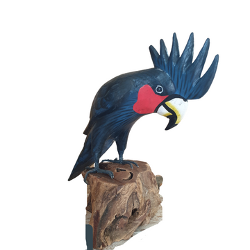 Black Cockatoo Wooden Statue