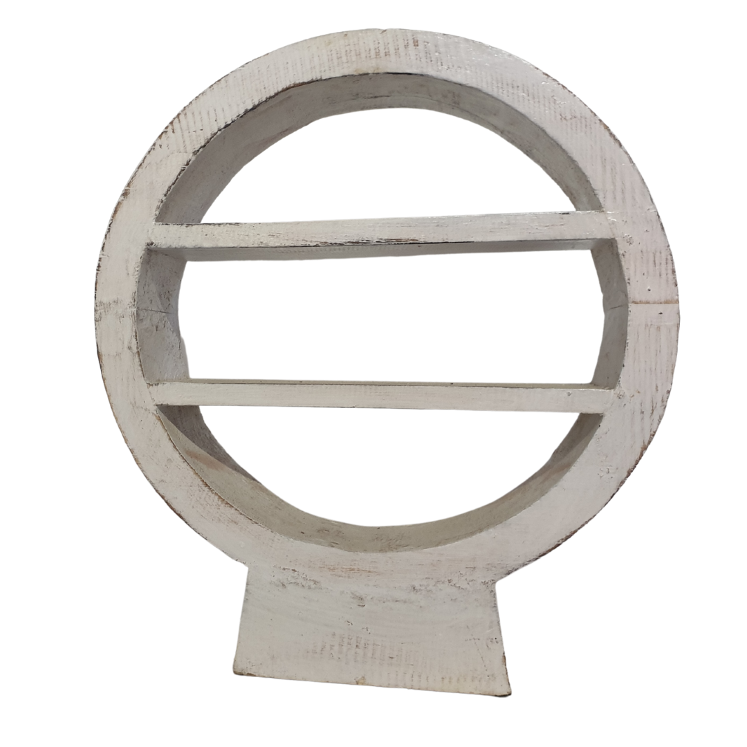 Circular Console table Decor White wash 