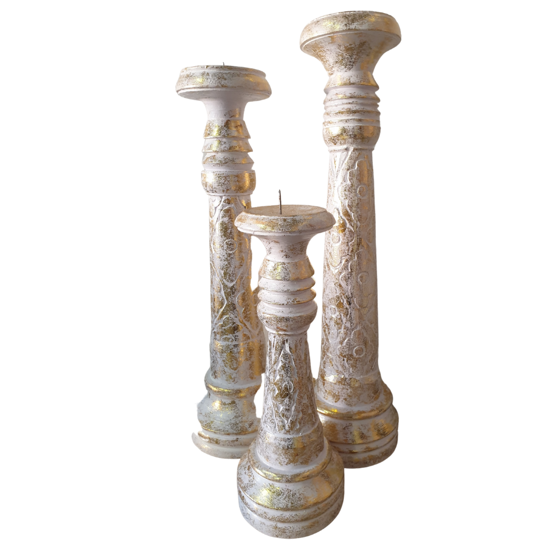 Candle Holders Gold Lotus Set