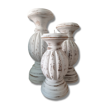 Bola Bliss Whitewashed Candle Holders