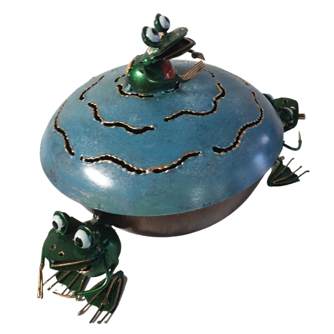 Mosquito Coil Holder Metal Craft Green Frog Design