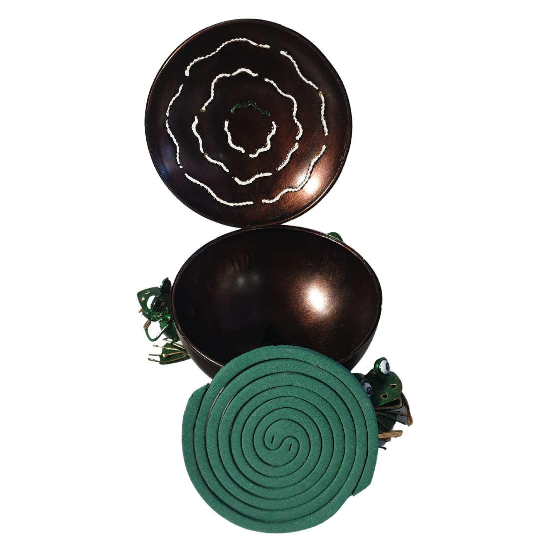 Mosquito Coil Holder Metal Craft Green Frog Design