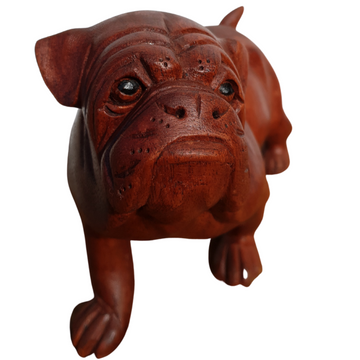 Wooden Bull Dog Carving