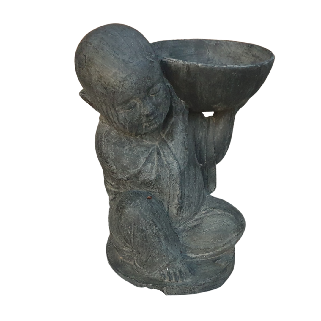 Buddha Monk Statue Birdbath-Planter