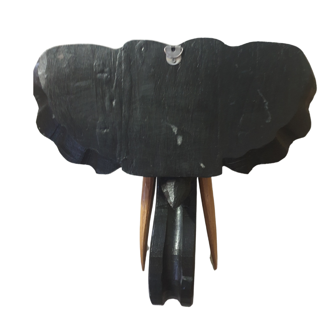 Elephant Head Wall Carving Black 