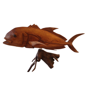 Giant Trevally Fish Wooden Carving