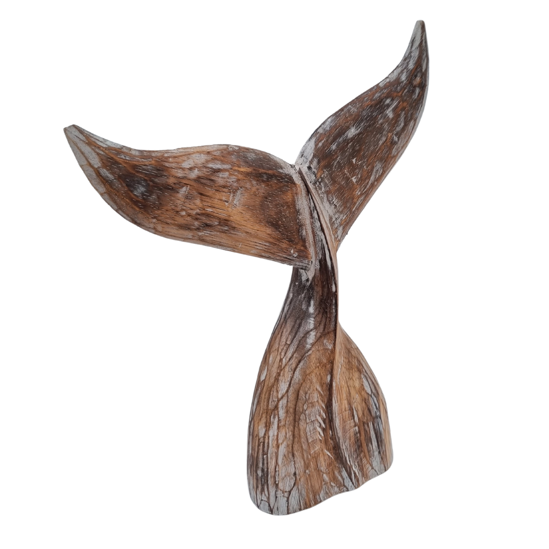 Whale Tail Wooden Carving