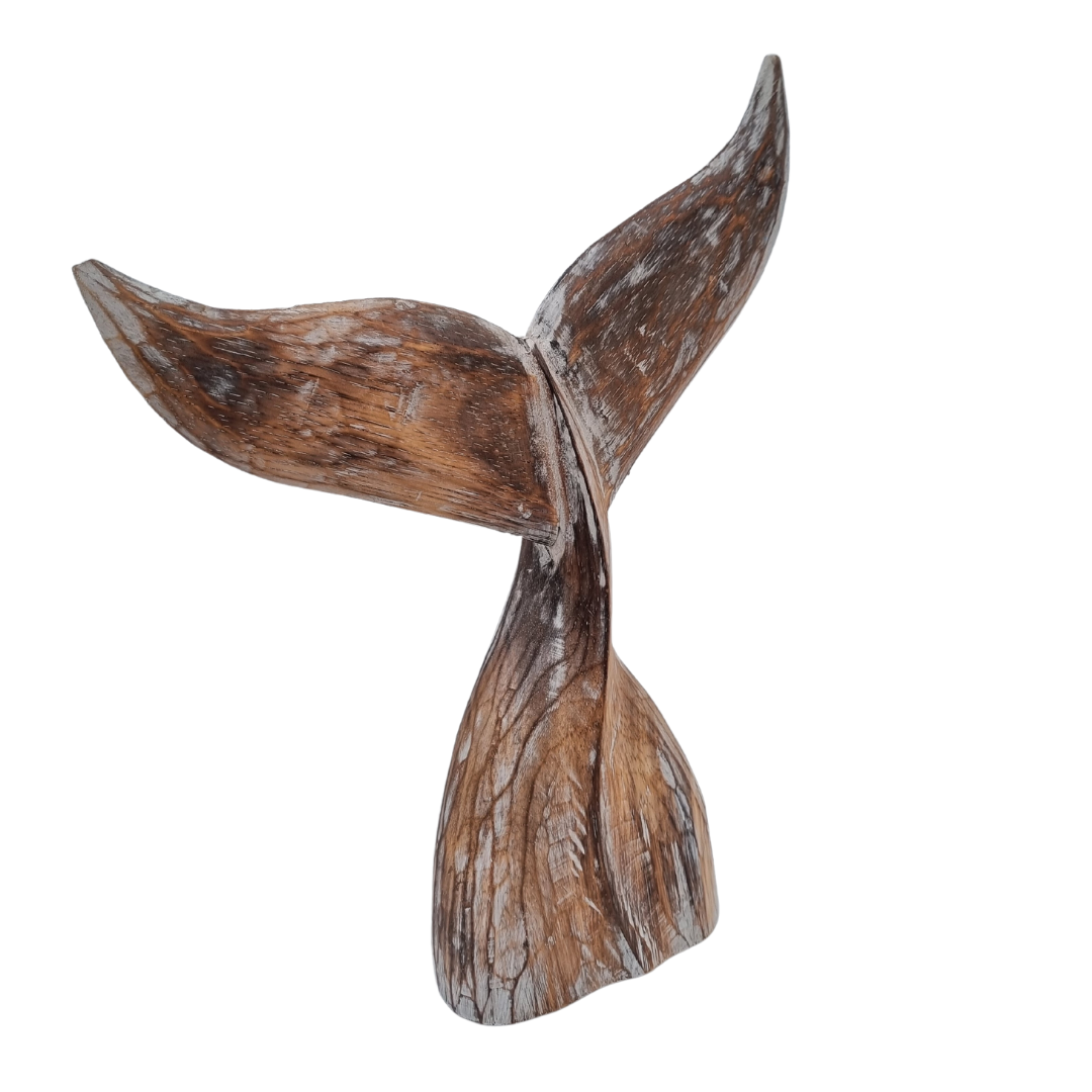 Whale Tail Wooden Carving